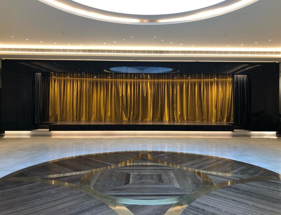 Kheireddine Villa: private theatre stage with a gold curtain